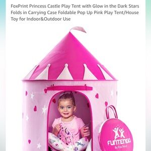 Fox print princess castle funtengo Glow in the dark tent girl pink hearts stars